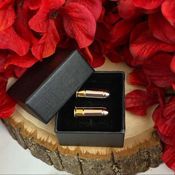 Gold and Silver Revolver Bullet NRA Cufflinks - Picture 12 of 16